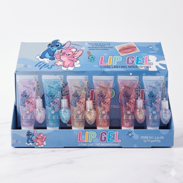 Disney Stitch & Angel Glitter Lip Gel Set (with Character Charms)