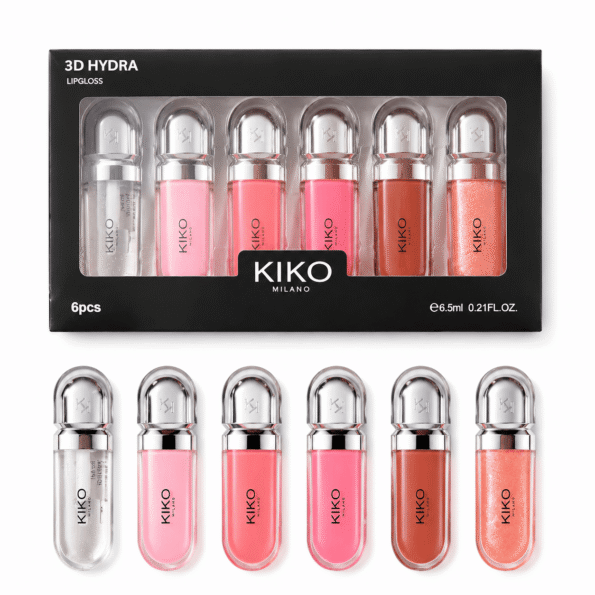 KIKO Milano 3D Hydra Lip Gloss Set – 6 Piece Hydrating High-Shine Lip Collection