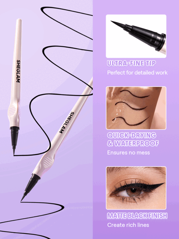 SHEGLAM Glide Control Liquid Eyeliner – Matte Black