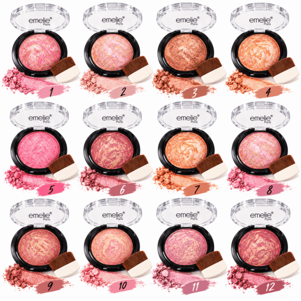 Emelie Paris Blush Shade Grid (1) Emelie Paris Baked Blush – Shimmer Powder Blush
