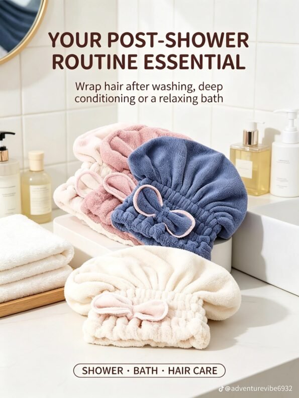 Fast-Drying Microfiber Ribbon Hair Towel Wrap