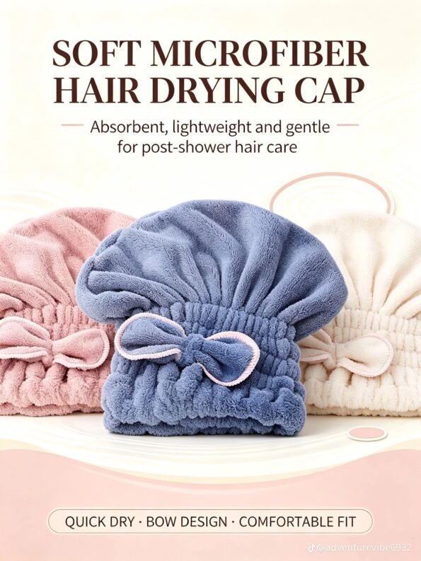 Fast-Drying Microfiber Ribbon Hair Towel Wrap