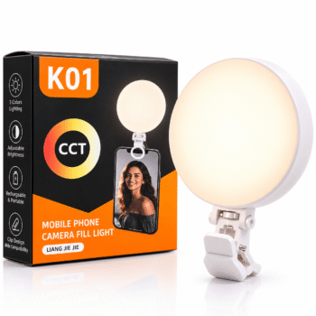 K01 CCT LED Selfie Light – Rechargeable Clip-On Camera & Phone Fill Light