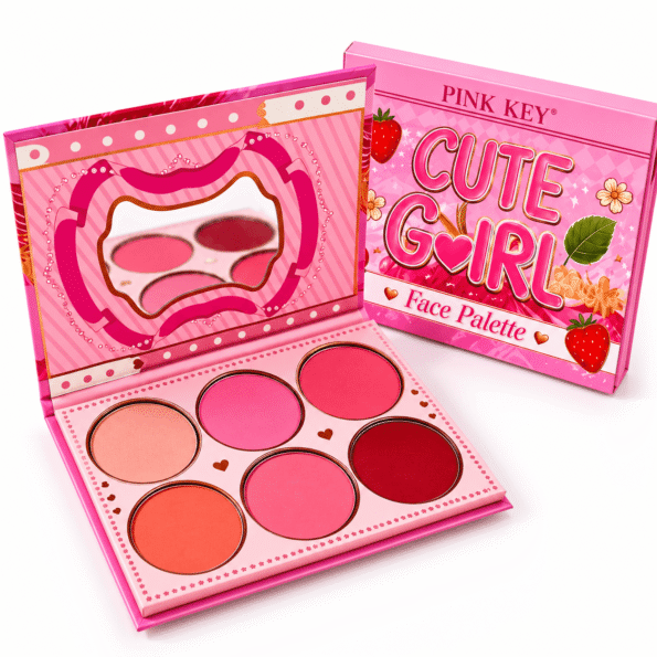Pink Strawberry Face Palette Still Life (1) Pink Key Cute Girl Face Palette