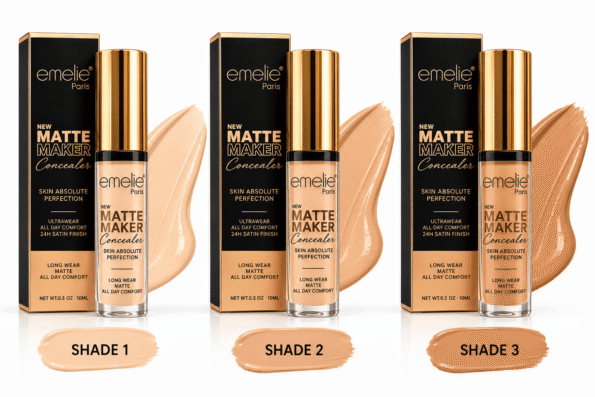 Three-S shade concealer showcase (1) Emelie Paris Matte Maker Concealer